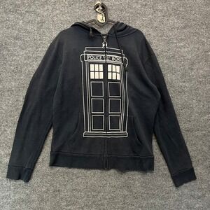 BBC Doctor Who Tardis Follow Me Full Zip Hoodie Adults Black Graphic Classic Y2K